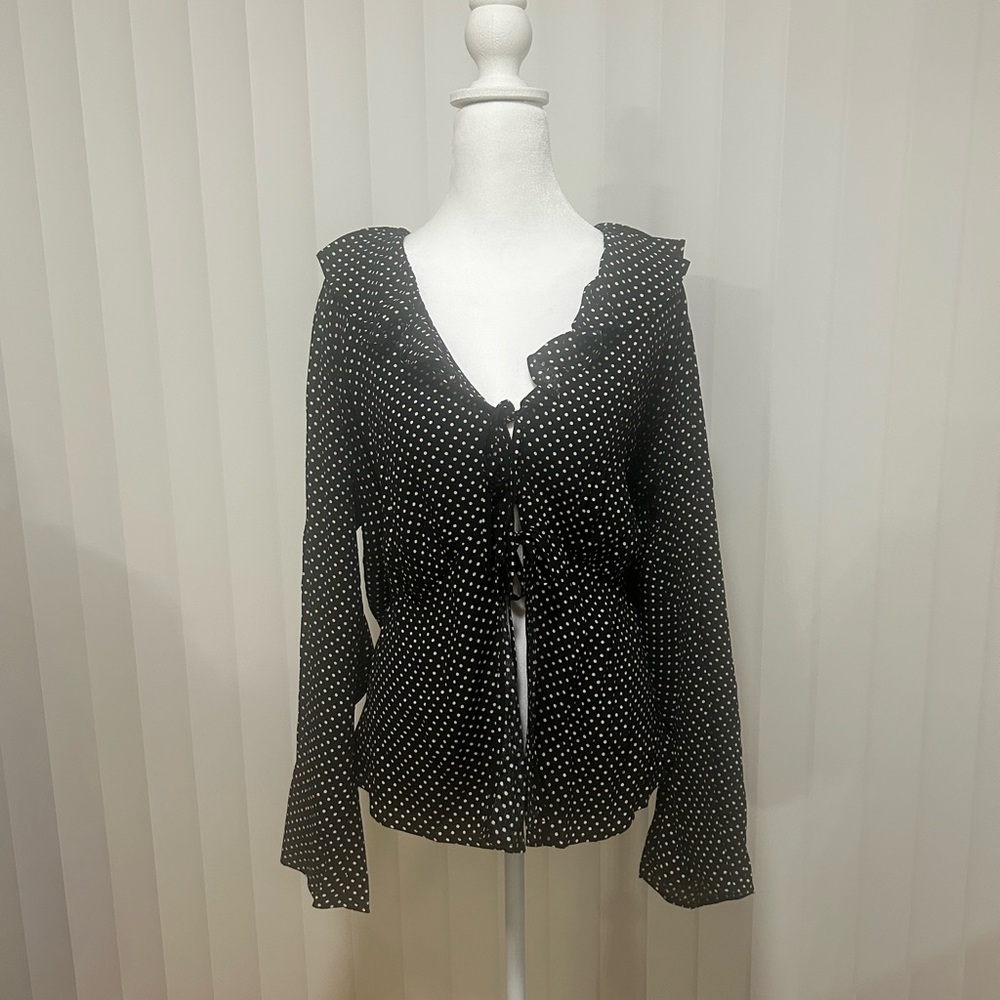 Black Polka Dot Women's Top